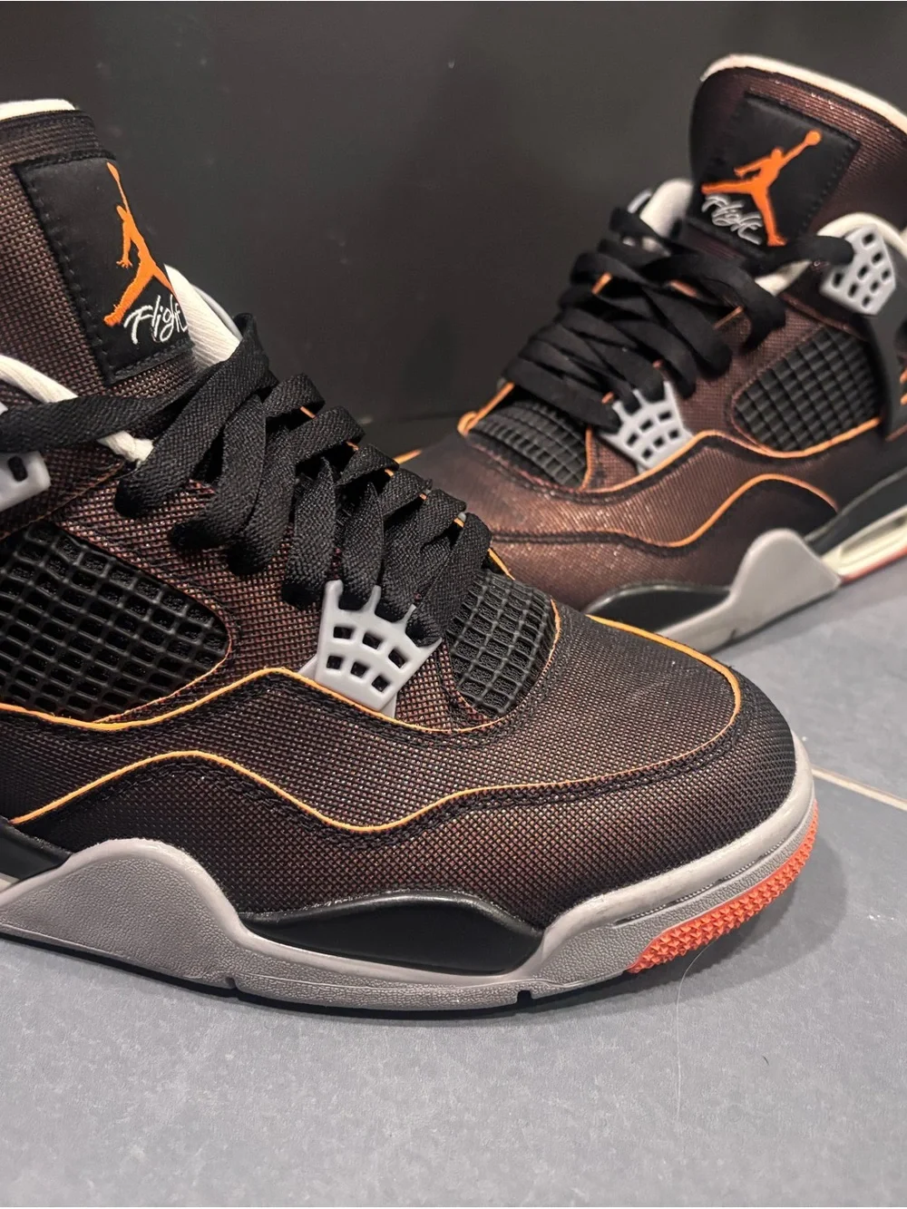 Jordan Black with Orange Trim High-Top Sneakers